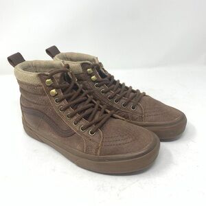 Vans Sk8-Hi MTE Leather Brown Herringbone Men’s 6.5 Women’s 8 High Top Sneaker